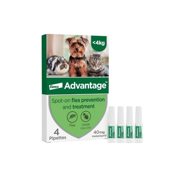 Advantage 40 Spot-on Solution for Cats Dogs Rabbits 0.4ml 1x4 Advantage 40 Spot-on Solution for Cats Dogs Rabbits 0.4ml 1x4